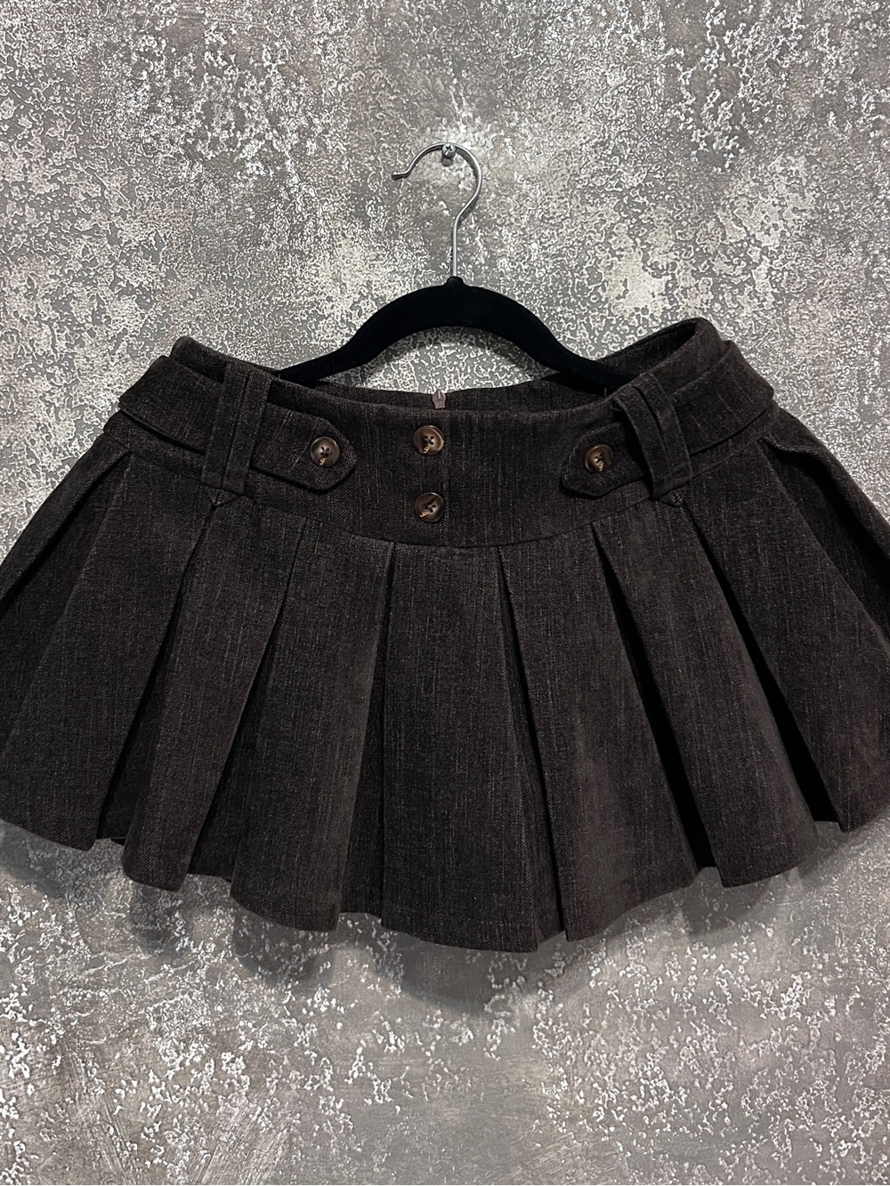 Dark Brown Pleated Mini Skirt
